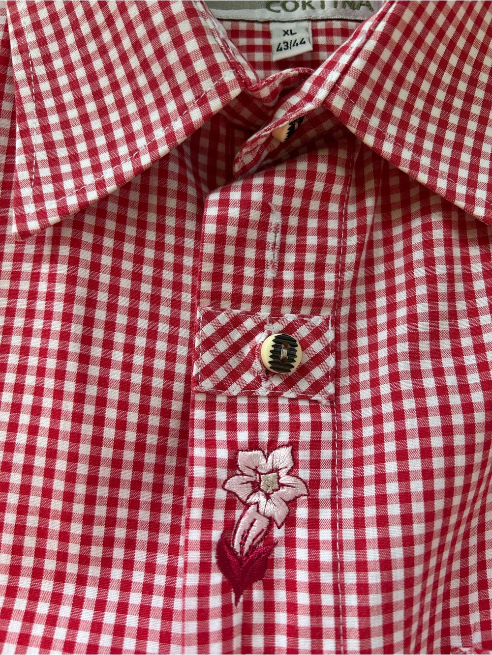 Cortina NWOT Rare Vintage Italian Red Gingham Checked Men’s Button-up Size XL.